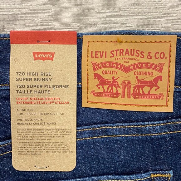 Levi's 720 Jeans Womens 31 x 28 High Rise Super Skinny Medium Wash Stretch Denim - Picture 5 of 14